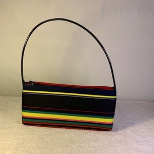 Women’s clutch purse handbag small striped navy red yellow black green